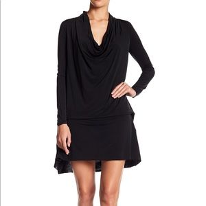 All Saints Black Amei Cowl Neck Slinky Dress